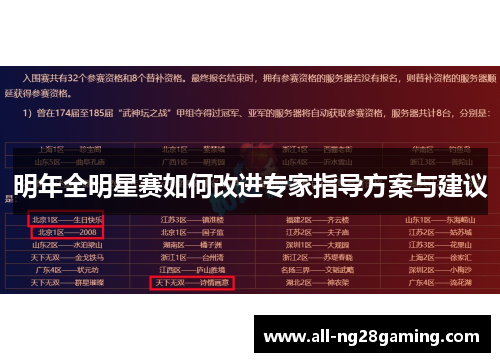 明年全明星赛如何改进专家指导方案与建议 明年全明星赛如何改进专家指导方案与建议